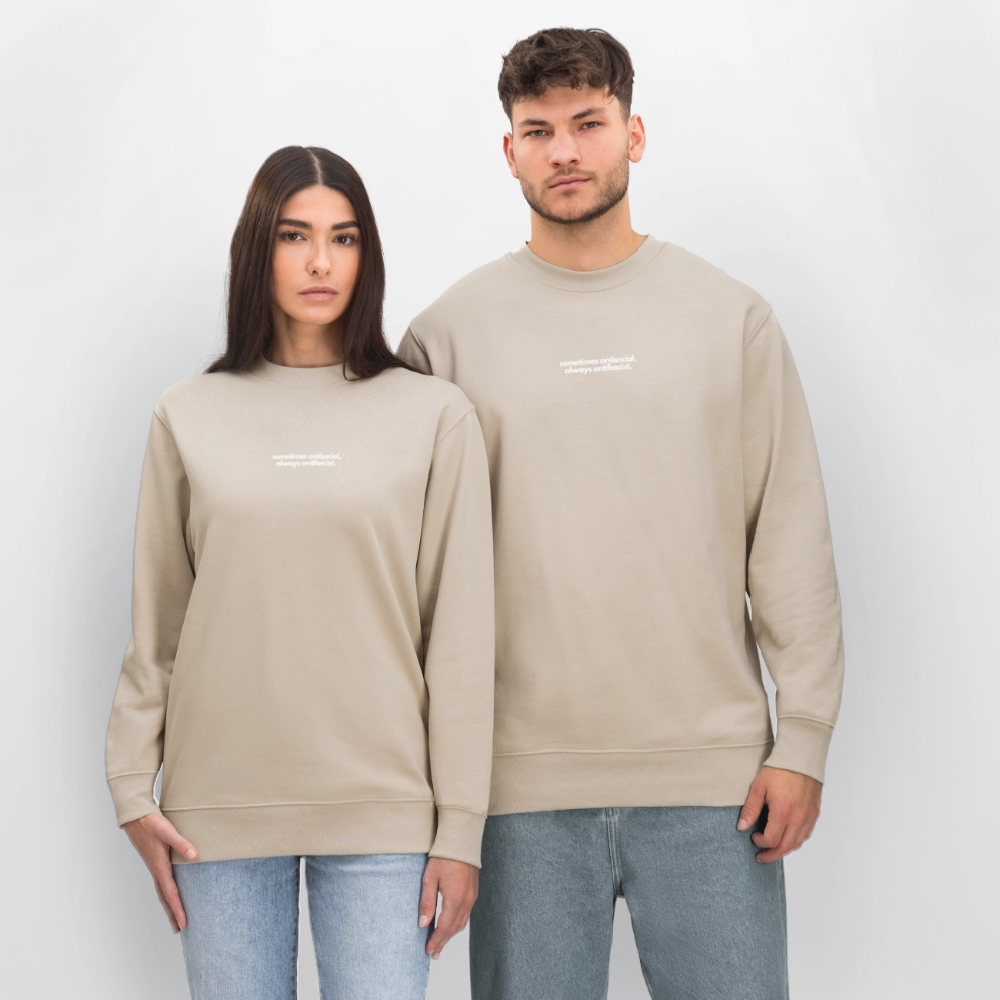Sweatshirt "Sometimes antisocial, always antifascist" - beige