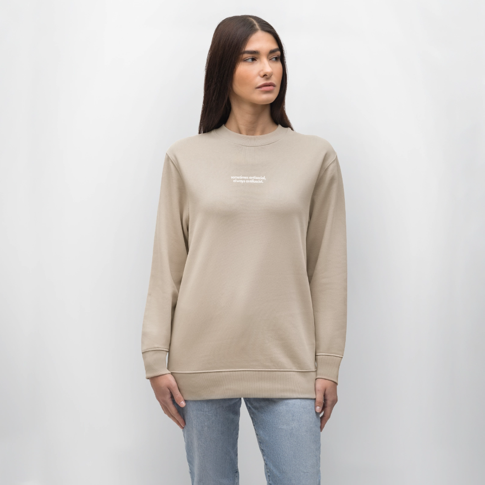 Sweatshirt "Sometimes antisocial, always antifascist" - beige